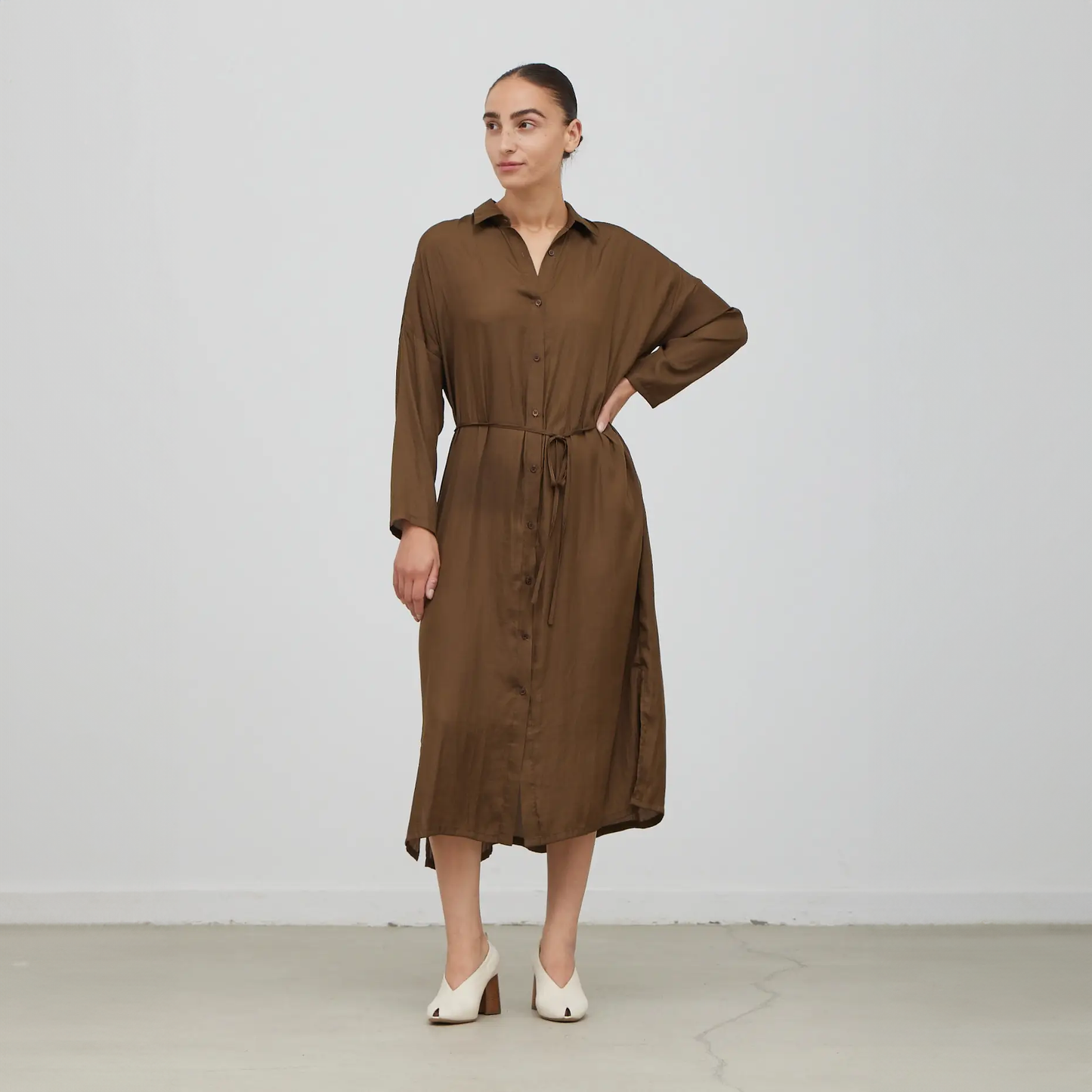 Satin Shirt Dress
