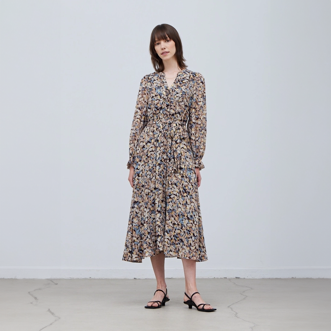 Metallic Printed Midi Dress