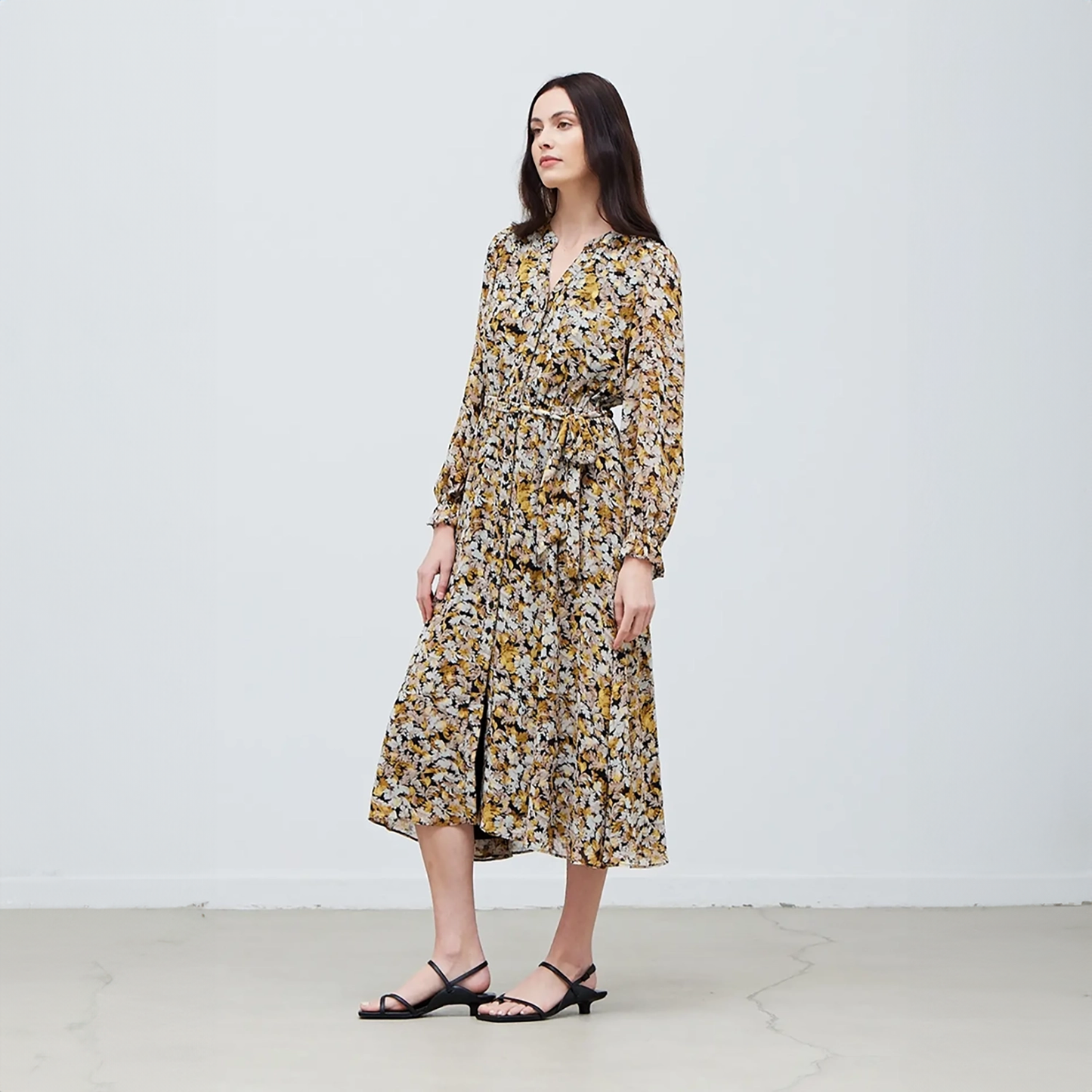 Metallic Printed Midi Dress