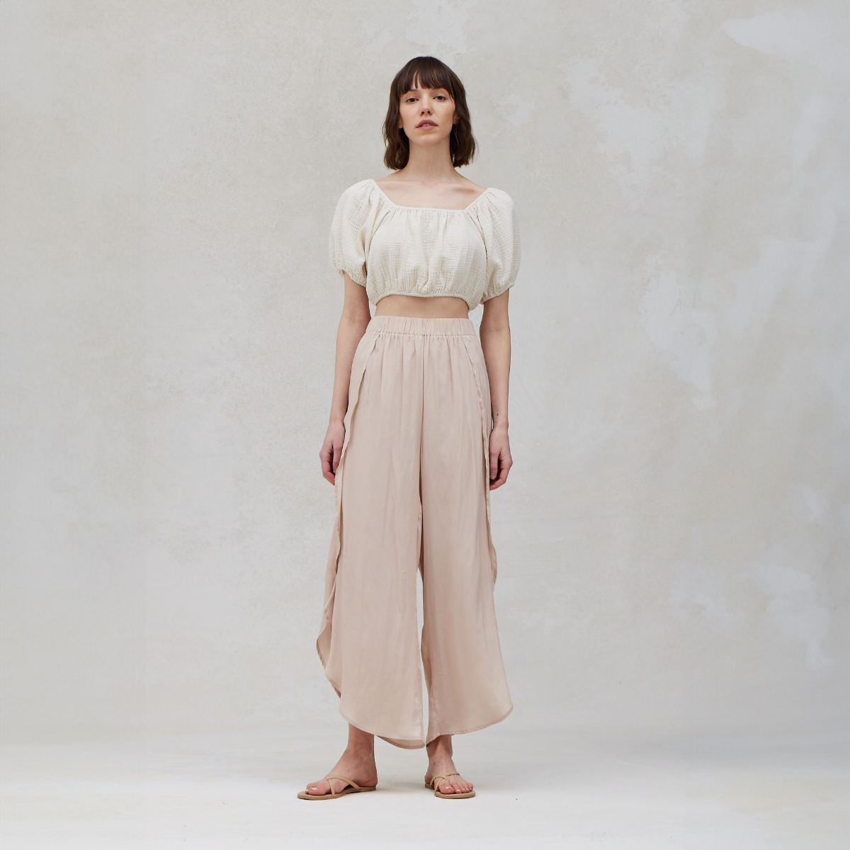 Cotton Gauze Puff Sleeve Blouse