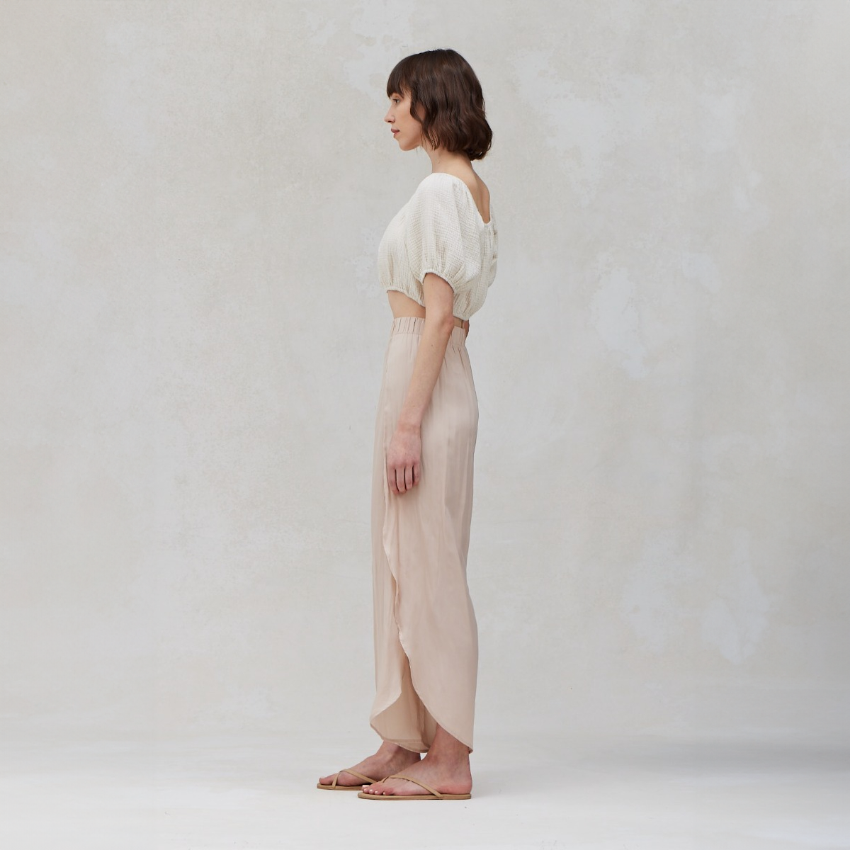 Cotton Gauze Puff Sleeve Blouse