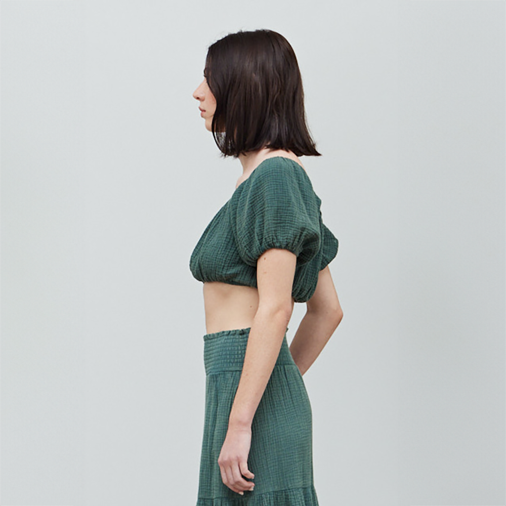 Cotton Gauze Puff Sleeve Blouse
