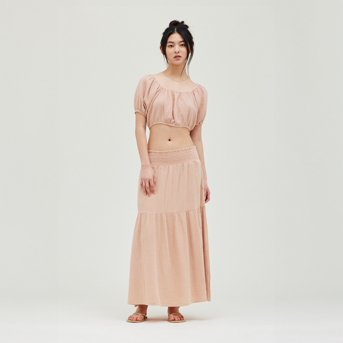 Cotton Gauze Puff Sleeve Blouse