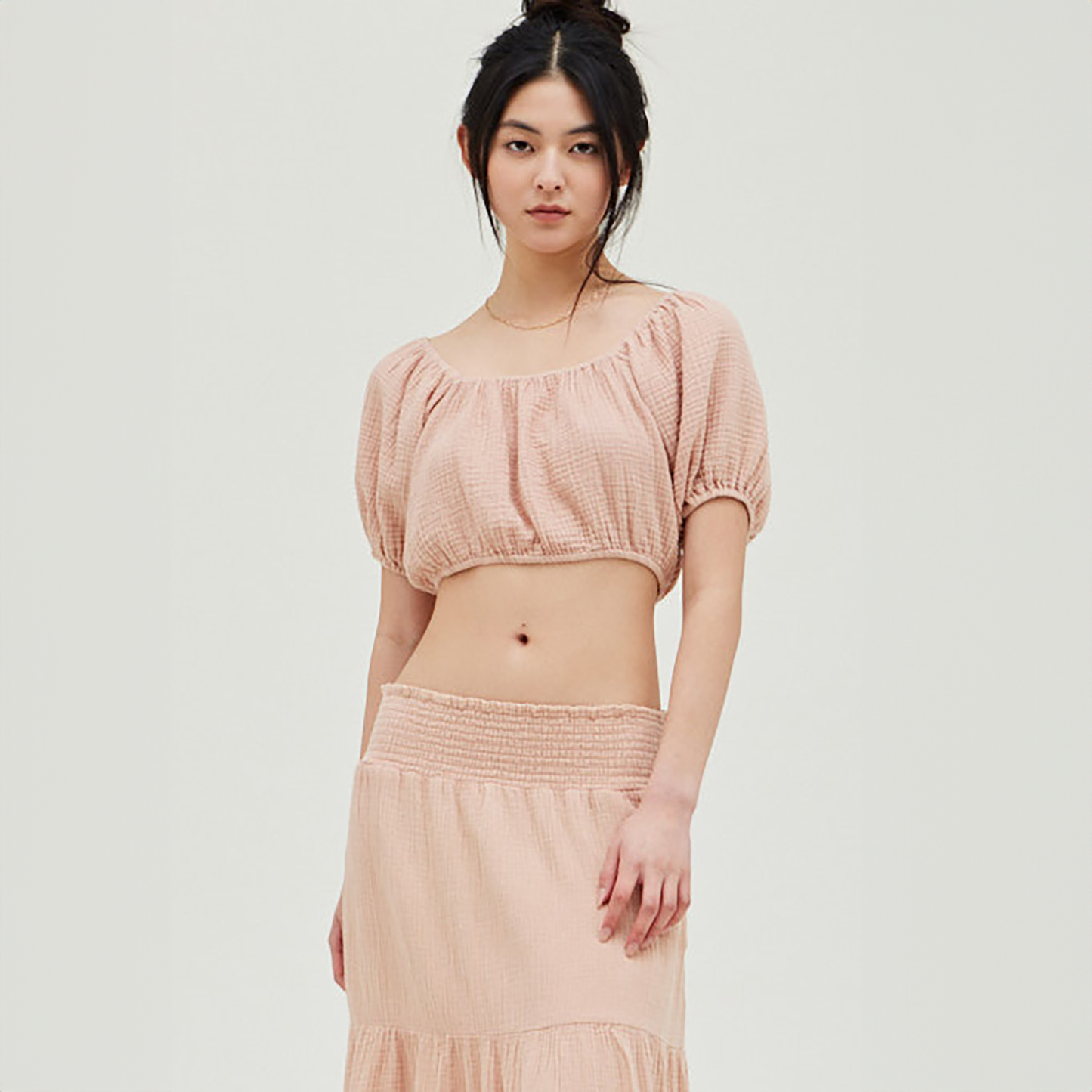 Cotton Gauze Puff Sleeve Blouse