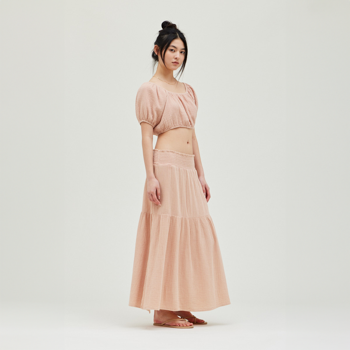 Cotton Gauze Puff Sleeve Blouse
