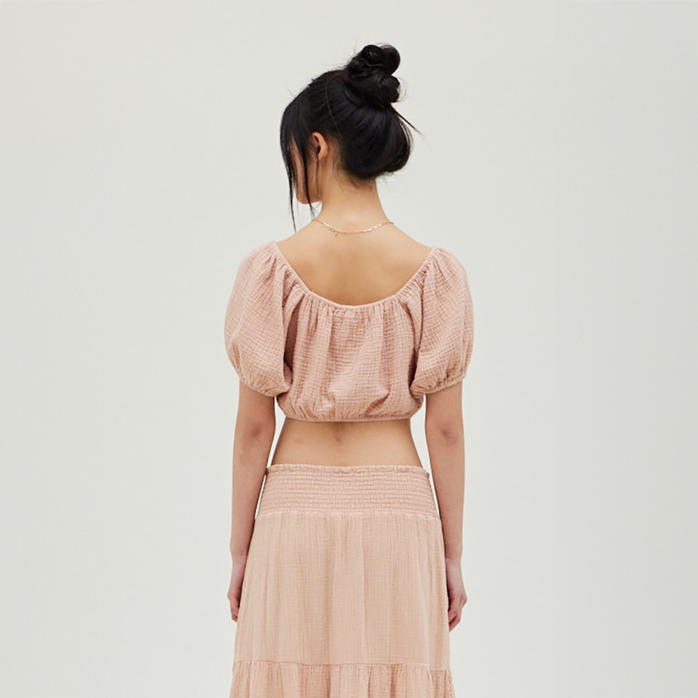 Cotton Gauze Puff Sleeve Blouse