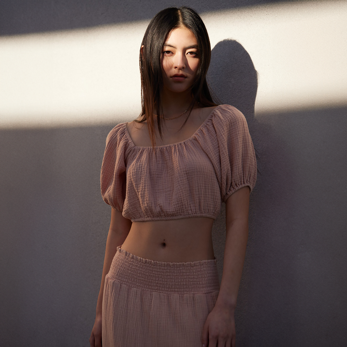Cotton Gauze Puff Sleeve Blouse