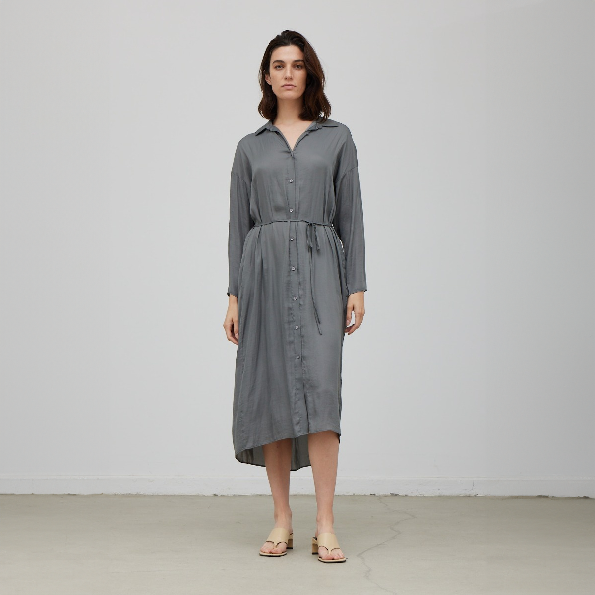 Satin Shirt Dress