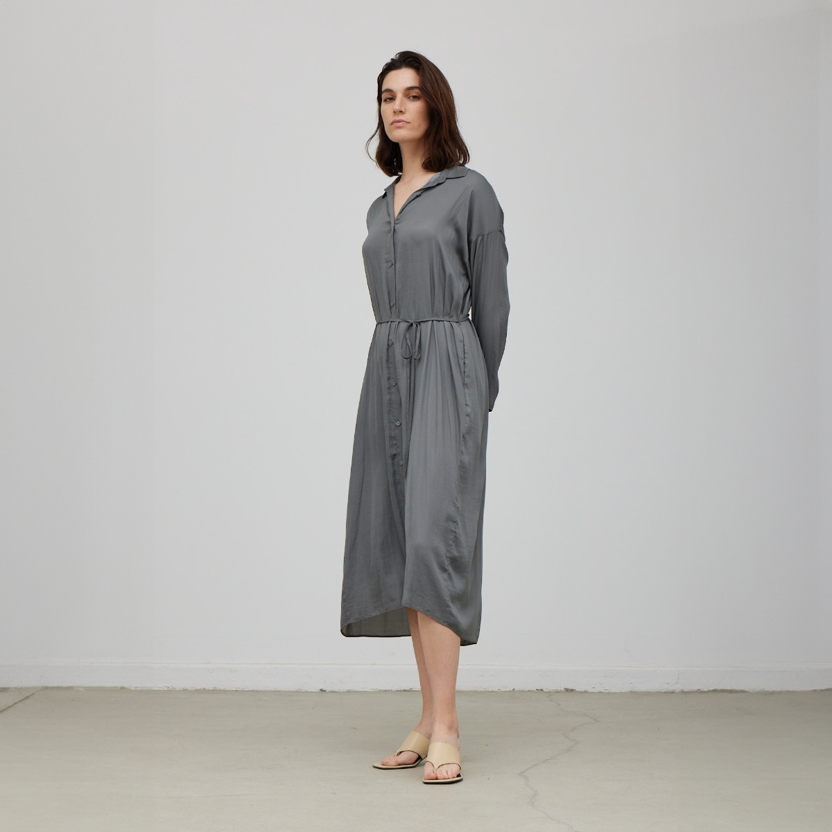 Satin Shirt Dress