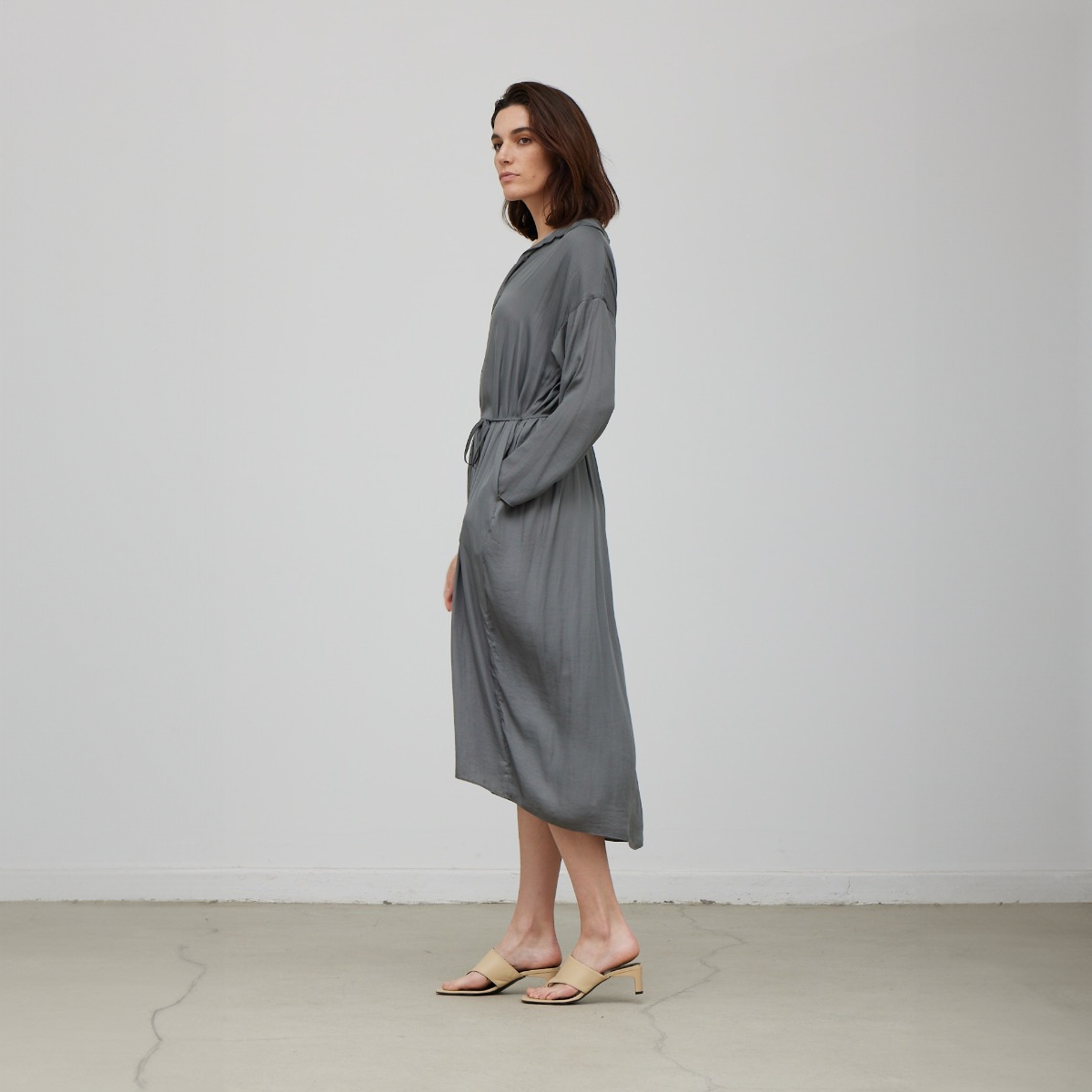 Satin Shirt Dress