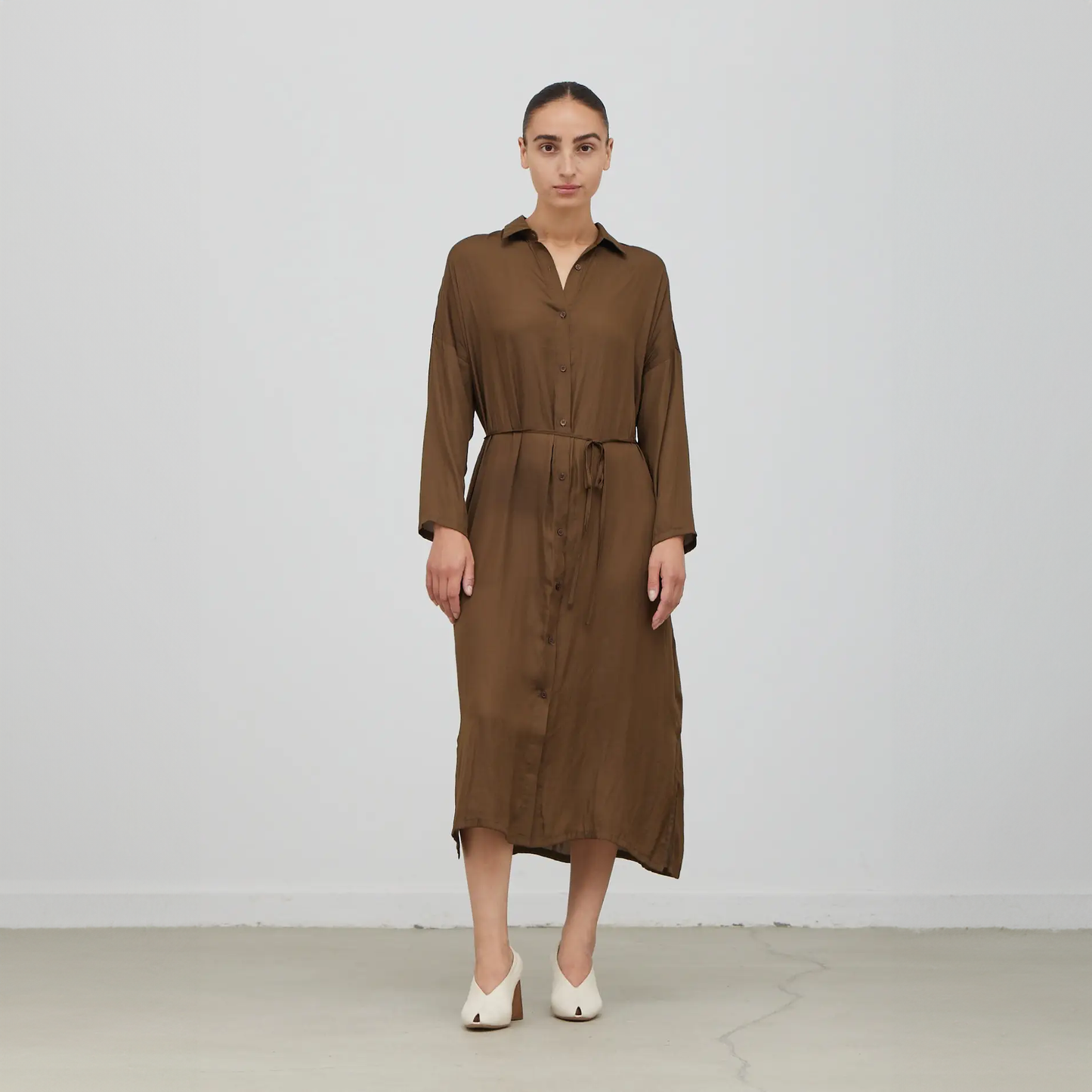 Satin Shirt Dress