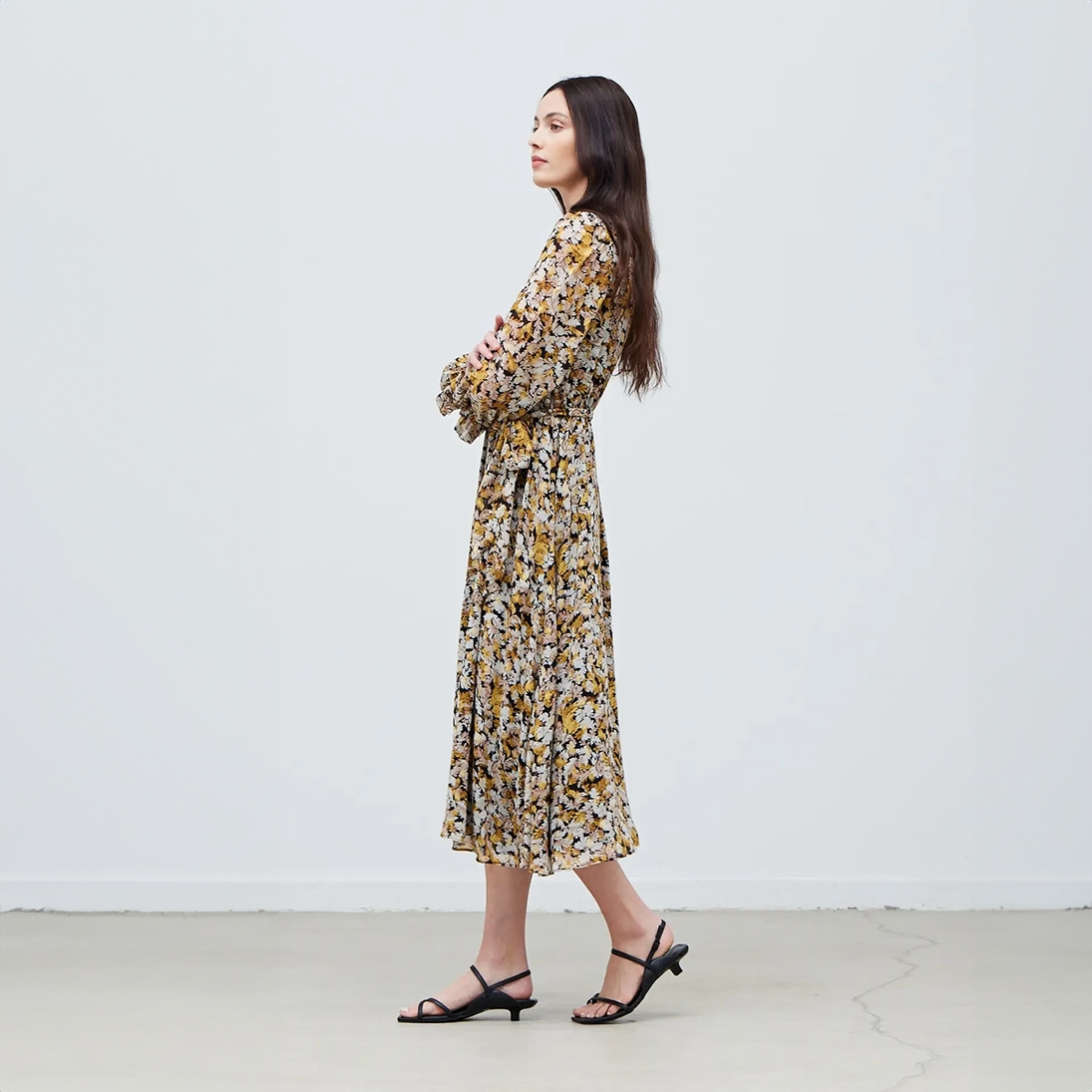 Metallic Printed Midi Dress