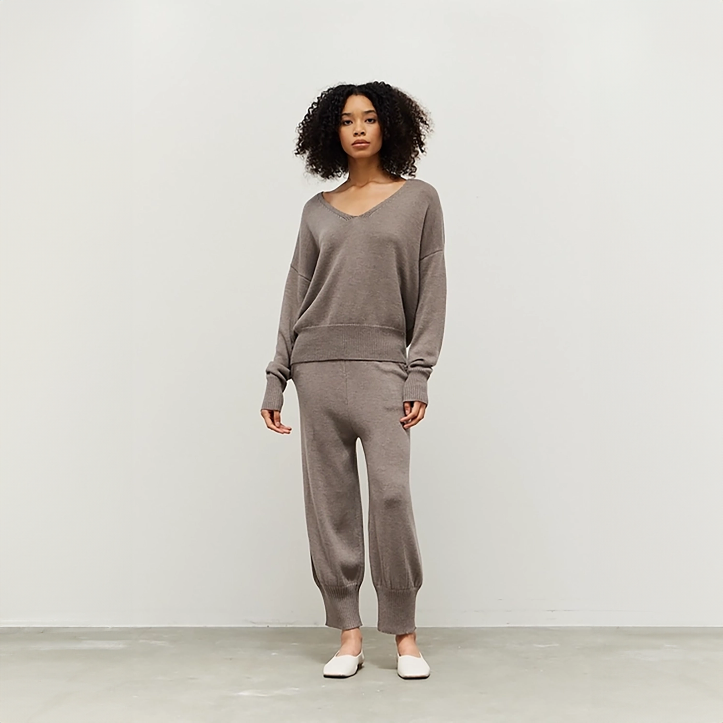 V-neck Sweater + Taper Pant Set