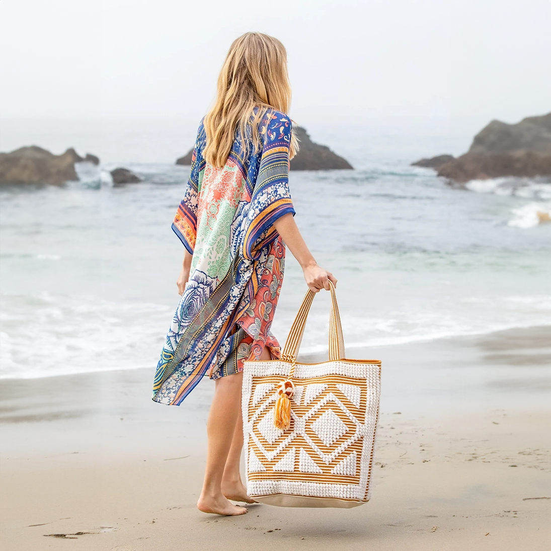 Boho Diamond Pattern Picnic Tote