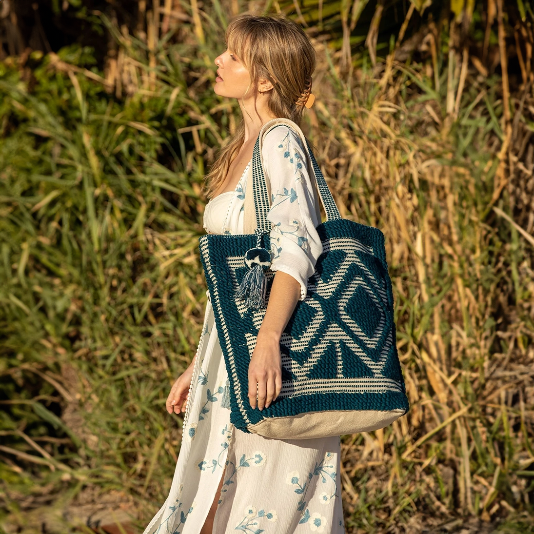 Boho Diamond Pattern Picnic Tote