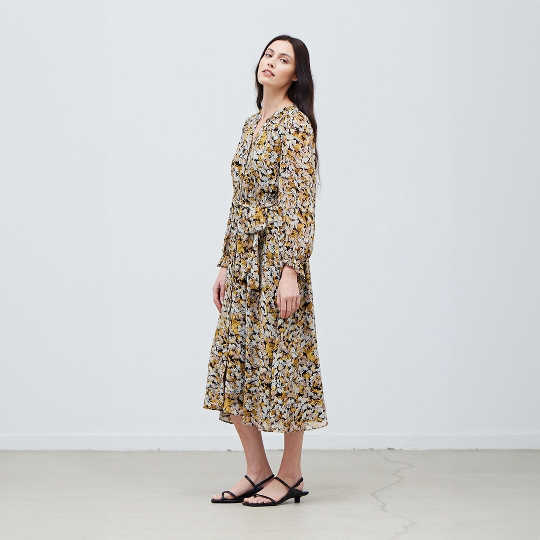 Metallic Printed Midi Dress