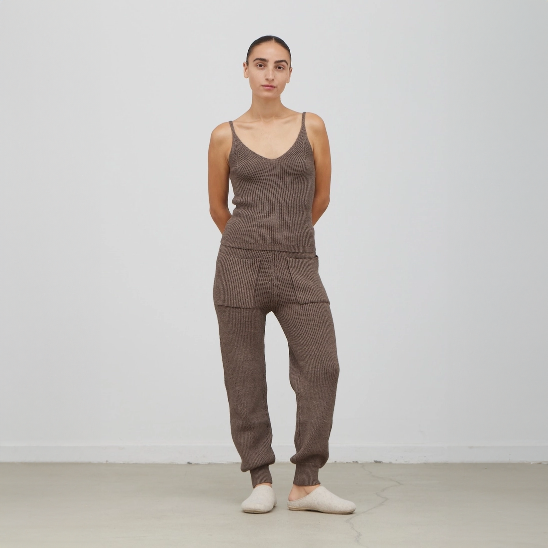 Sweater Cami + Pants Set - Dark Umber