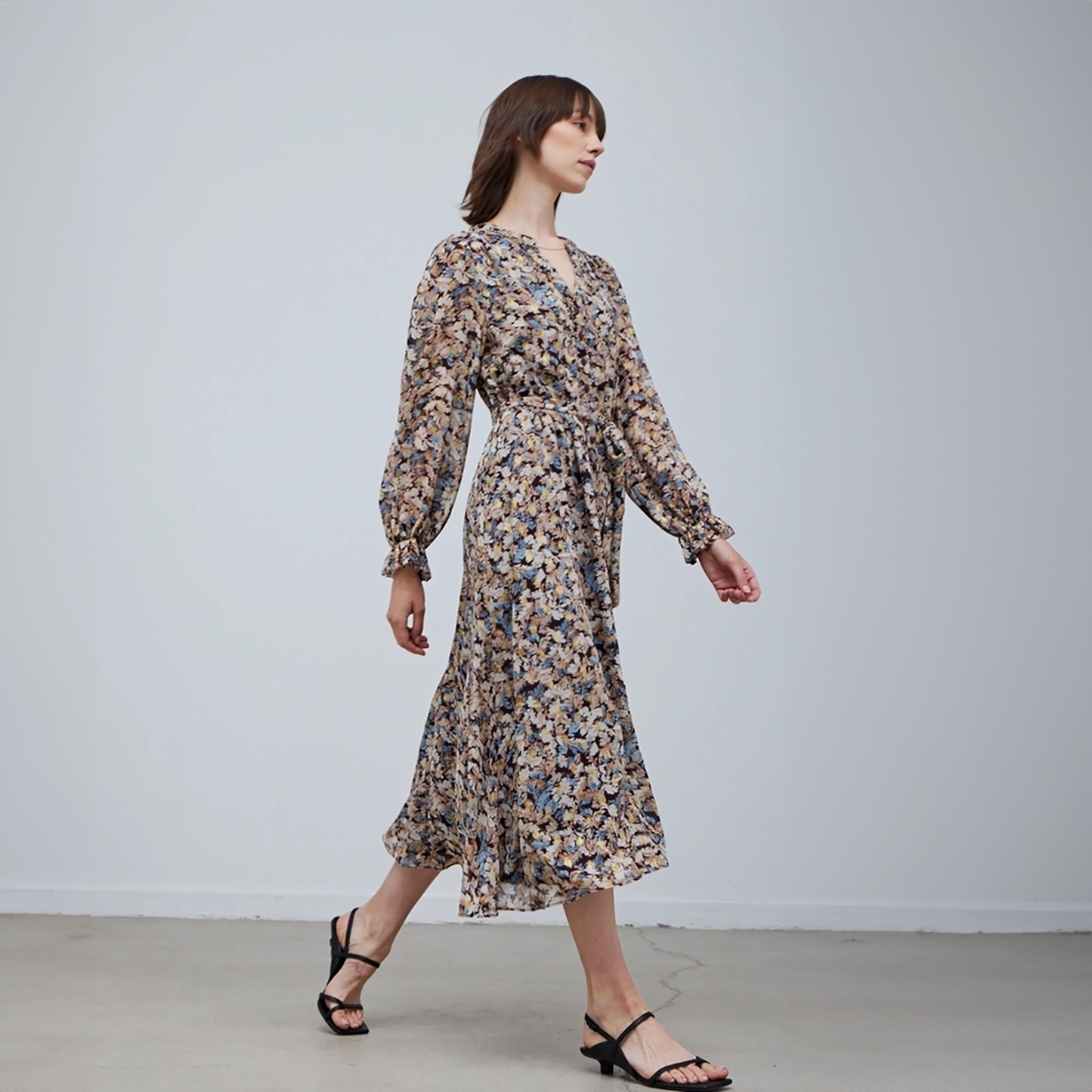 Metallic Printed Midi Dress