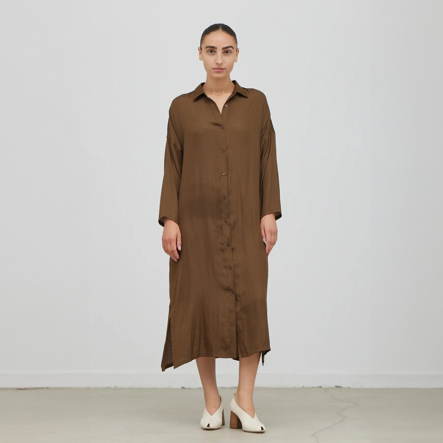 Satin Shirt Dress