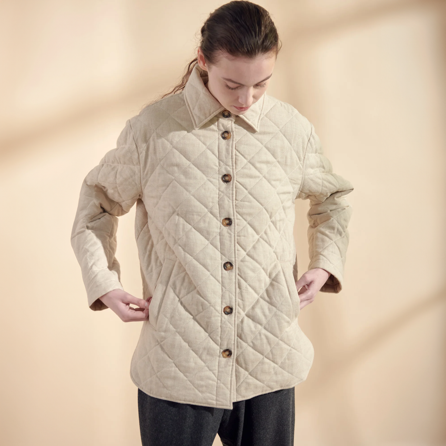 Quilted Button Down Shirt Jacket