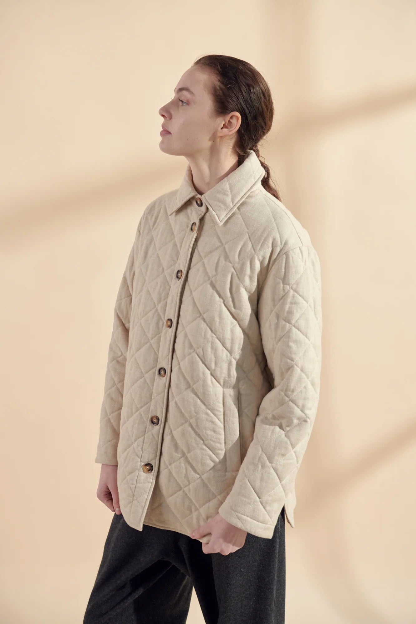 Quilted button best sale up jacket