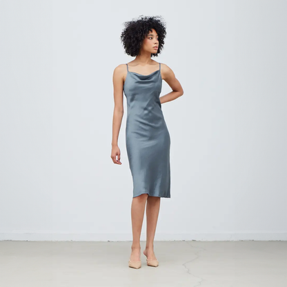 Cowl Neck Satin Dress