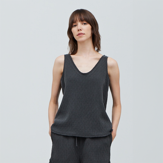 Raw Edge Sleeveless Top