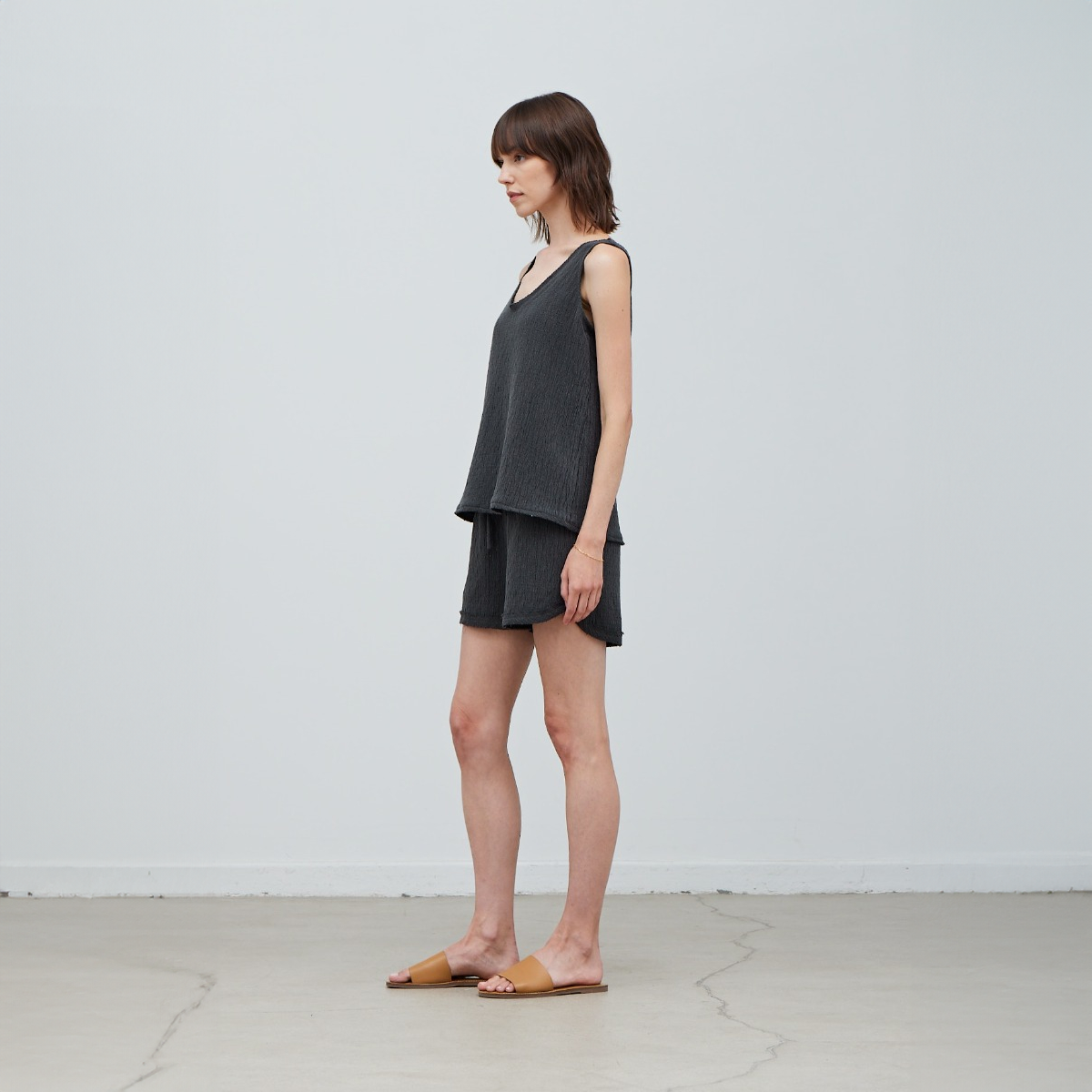 Raw Edge Sleeveless Top + Shorts