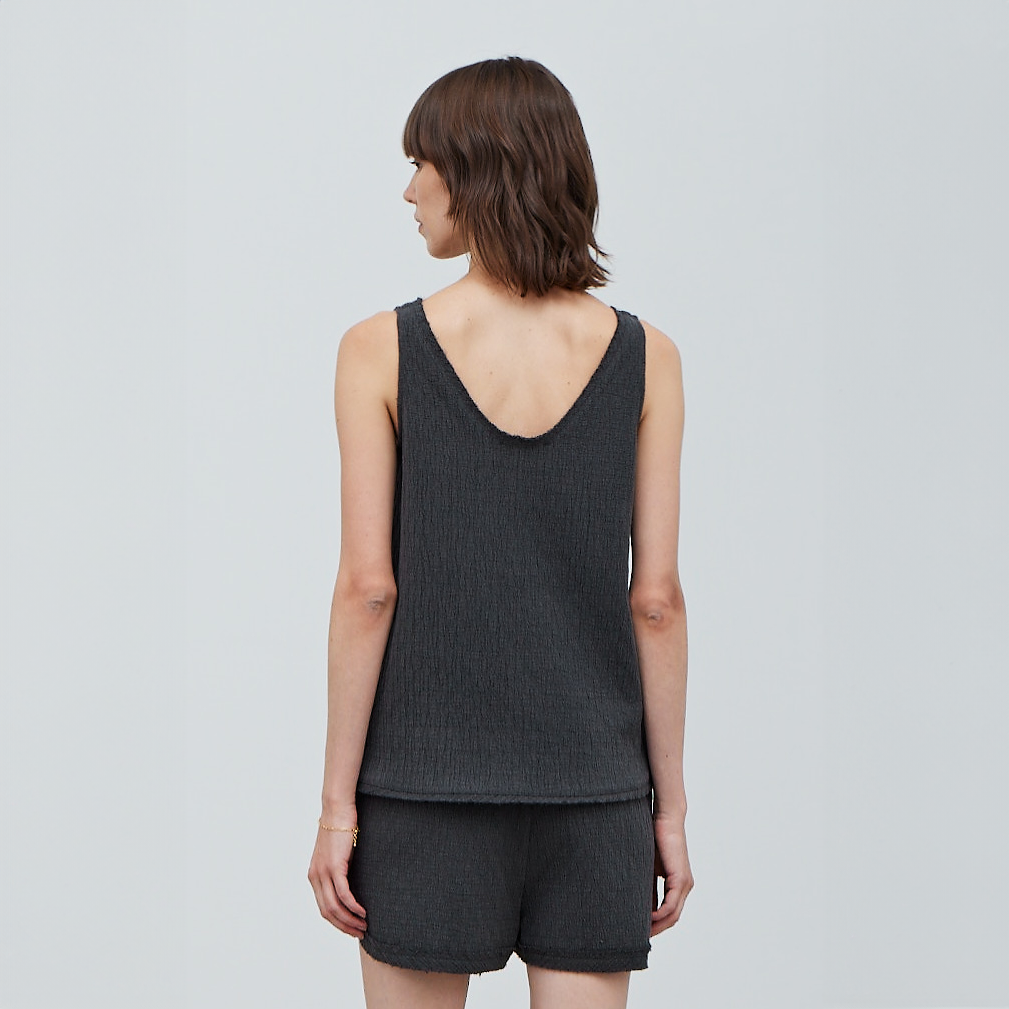 Raw Edge Sleeveless Top + Shorts