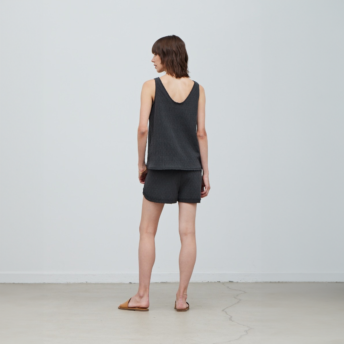 Raw Edge Sleeveless Top + Shorts