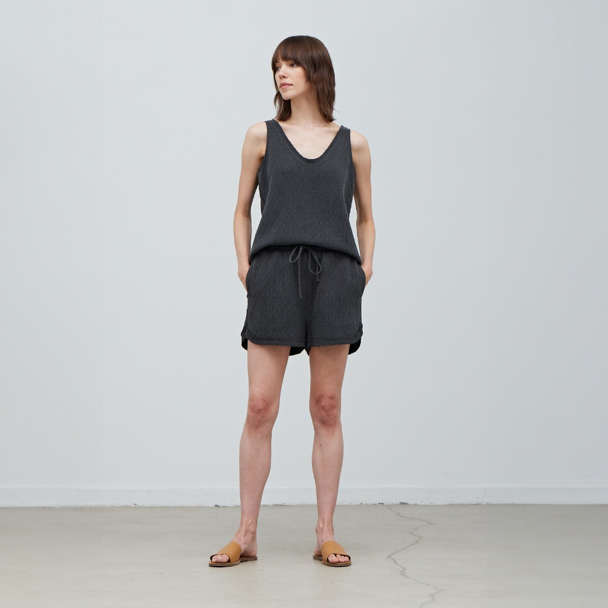 Raw Edge Sleeveless Top + Shorts