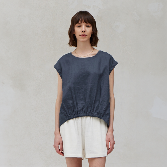 Banded Linen Blouse