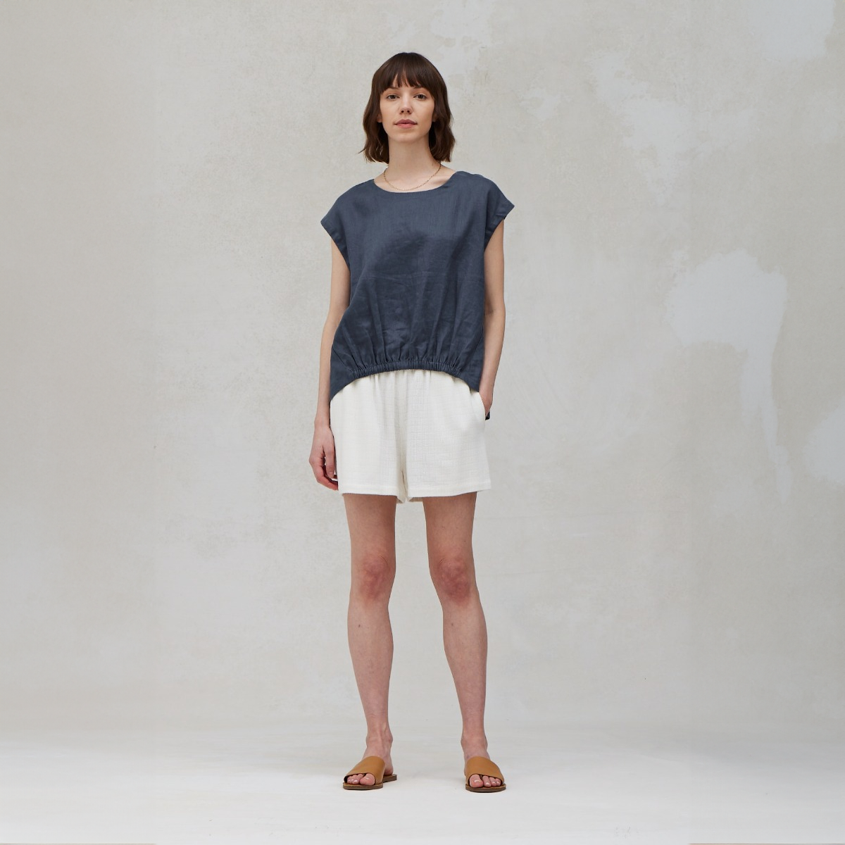 Banded Linen Blouse