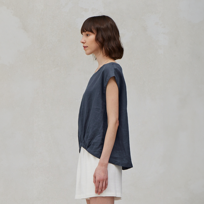 Banded Linen Blouse