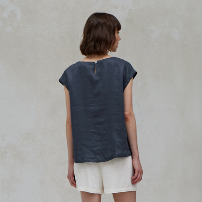 Banded Linen Blouse