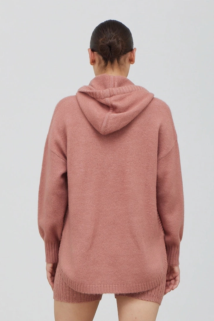 Hoodie Sweater + Short Set - Rose - Saltern