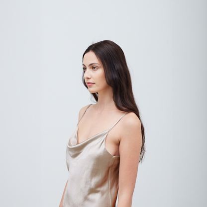 Cowl Neck Satin Dress