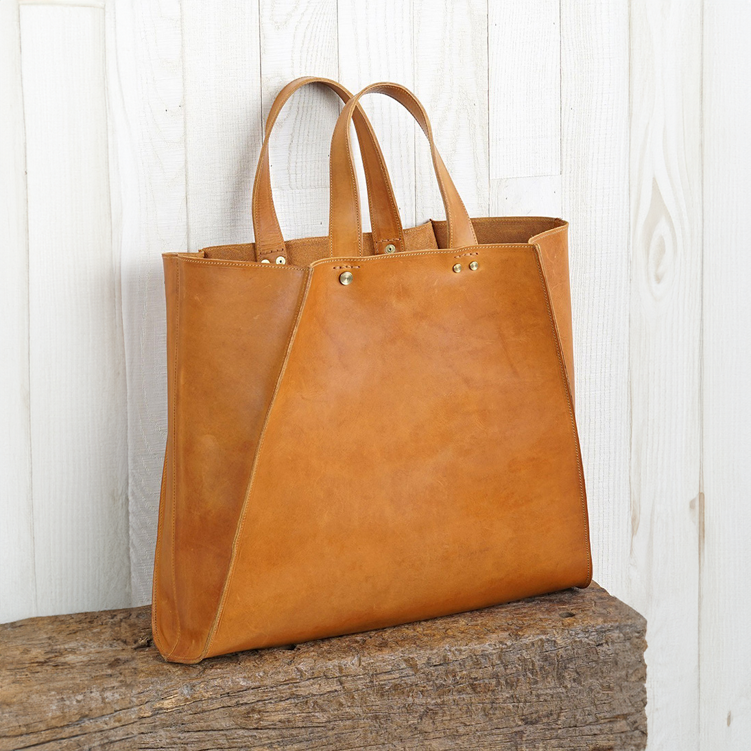 Collapsible Leather Tote