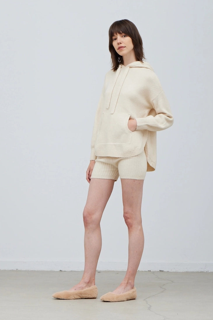 Hoodie Sweater + Short Set - Ivory - Saltern