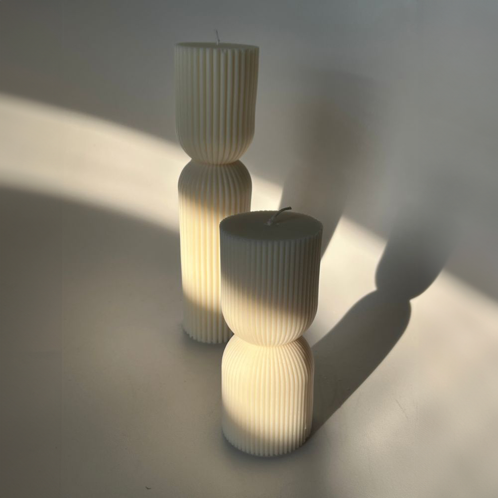 Striped Column Candle | Pillar Soy Decorative Candle