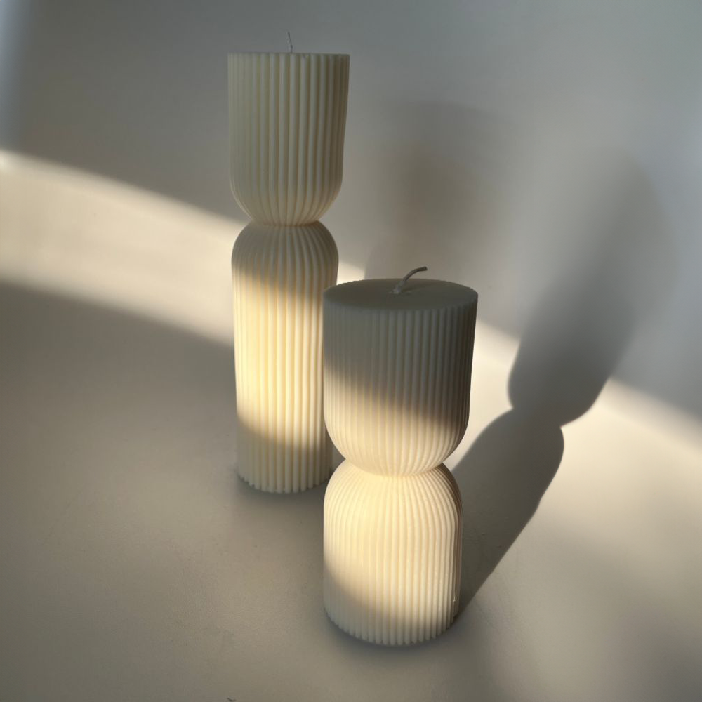 Striped Column Candle | Pillar Soy Decorative Candle