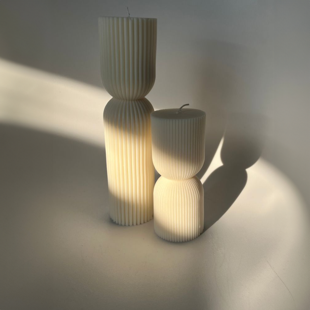 Striped Column Candle | Pillar Soy Decorative Candle