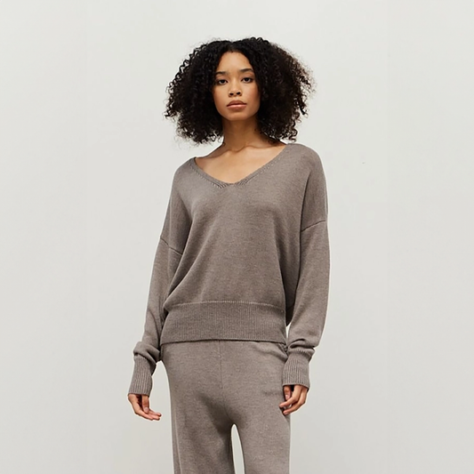 V-neck Sweater + Taper Pant Set