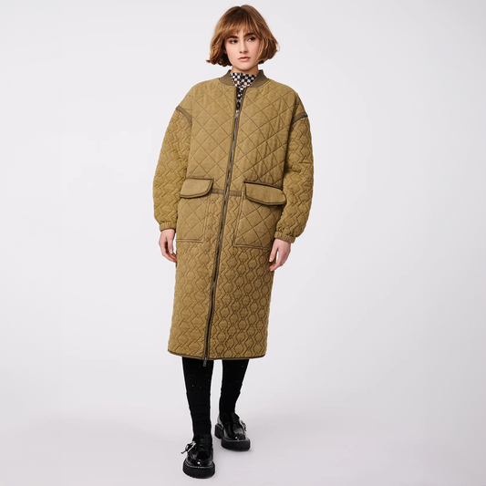 Bernie Quilted Long French Terry Coat