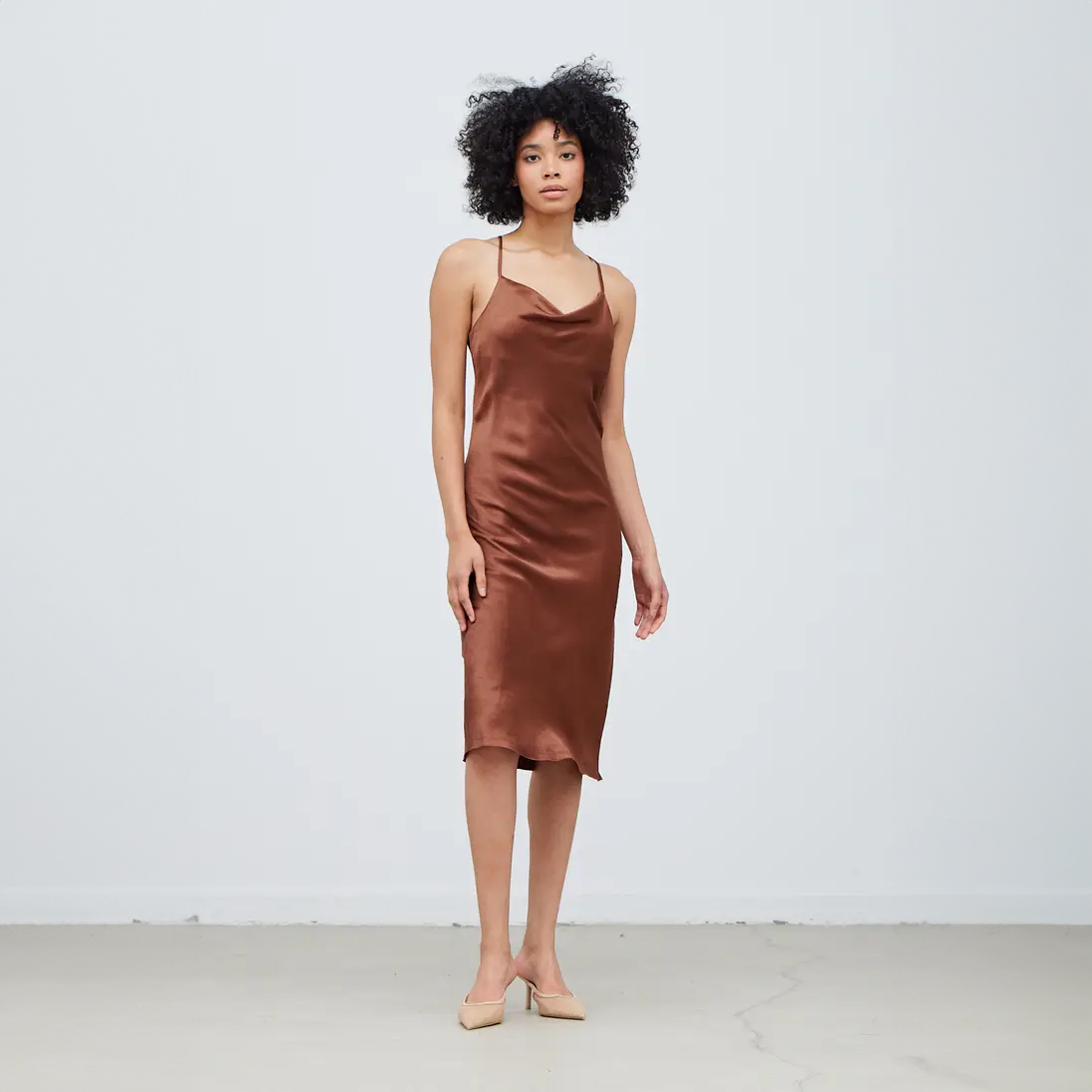 Cowl Neck Satin Dress