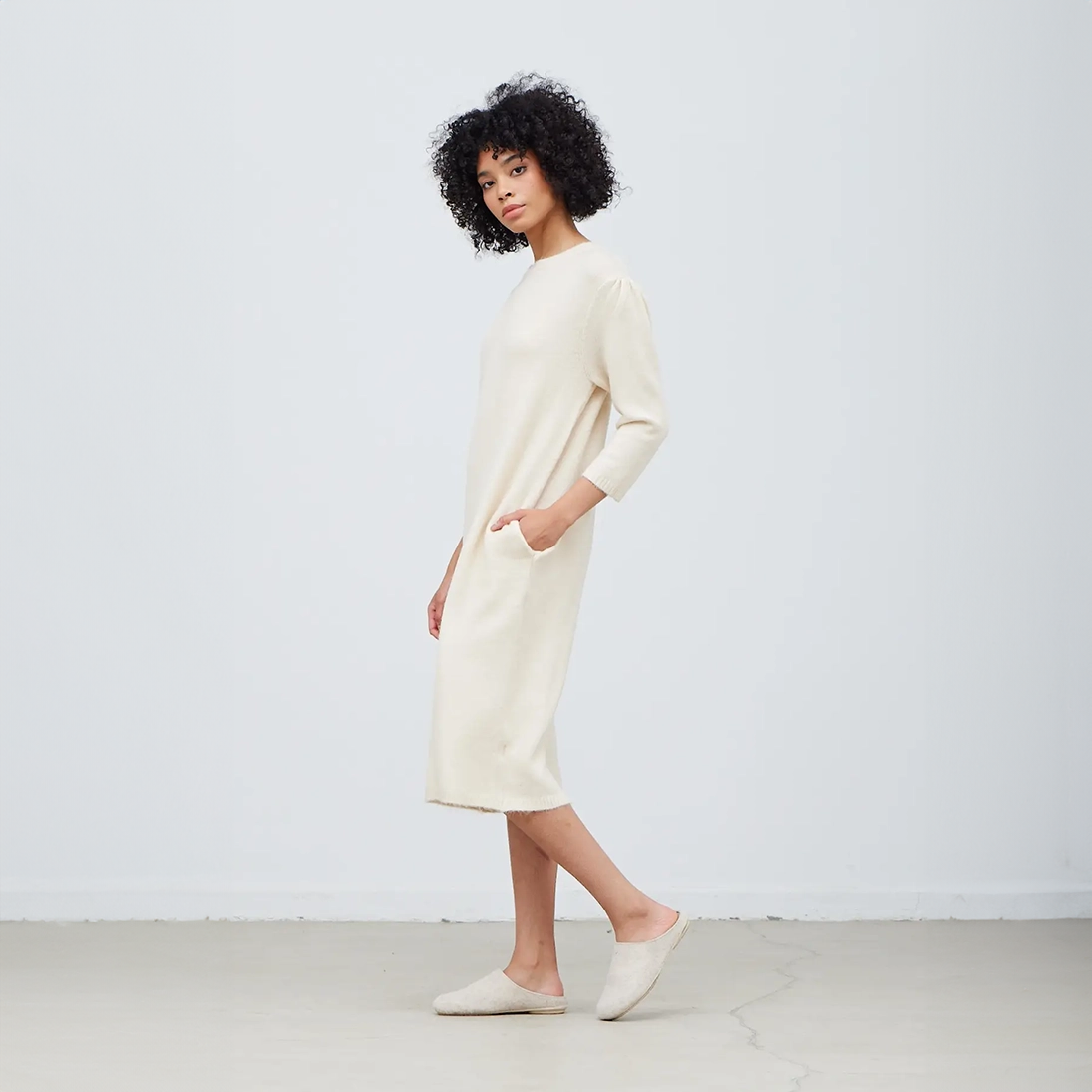 Plain Sweater Midi Dress