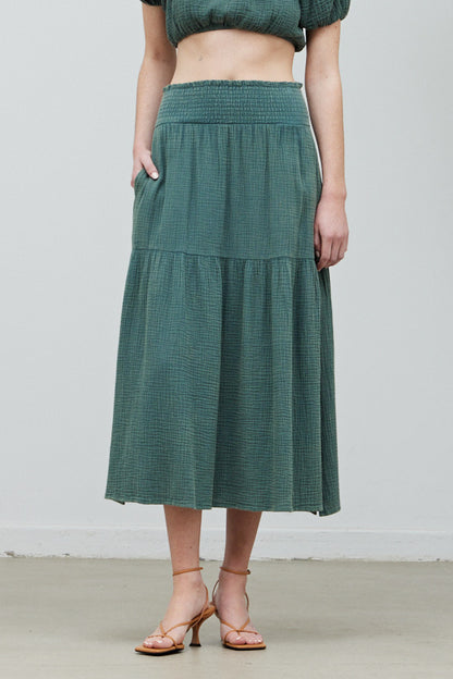 Split Side Cotton Gauze Skirt - Saltern