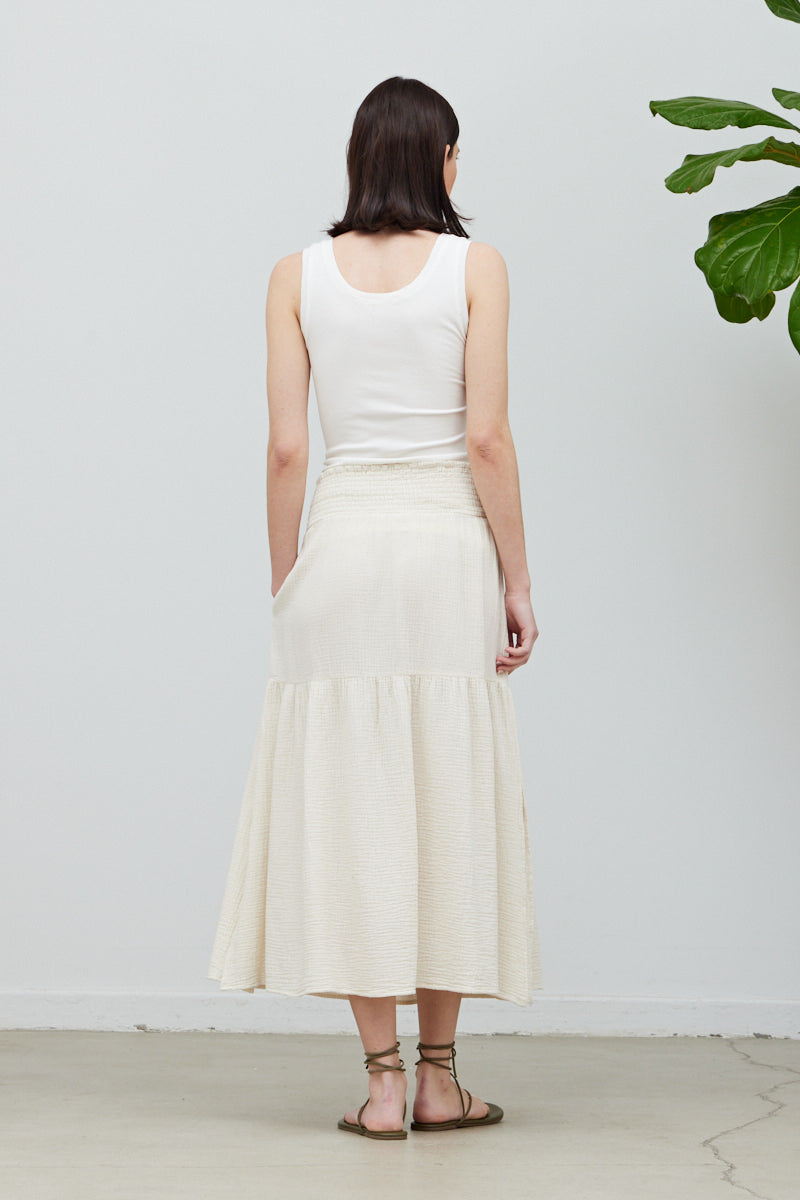 White gauze midi outlet skirt