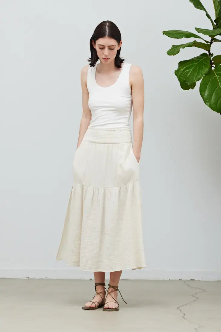 Split Side Cotton Gauze Skirt - Saltern